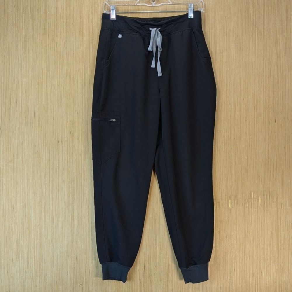 FIGS Women's Zamora Jogger Scrub Pants Black High Waisted Petite Medium Stretch